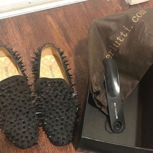 Merlutti womens black glitter loafers